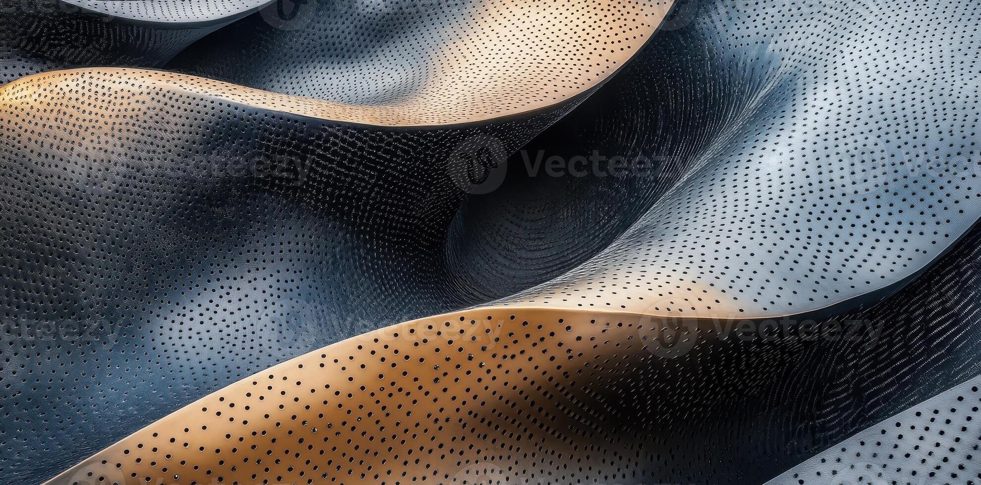Abstract curved layers with perforated texture create dynamic forms photo