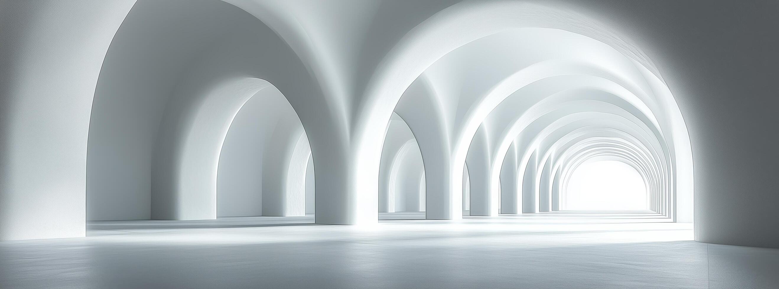 Elegant white architectural space with arched ceilings and ambient lighting photo