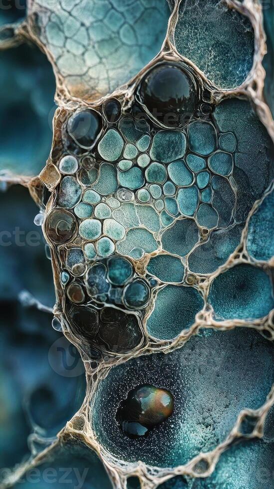 Blue and brown cell like abstract structure is presented photo