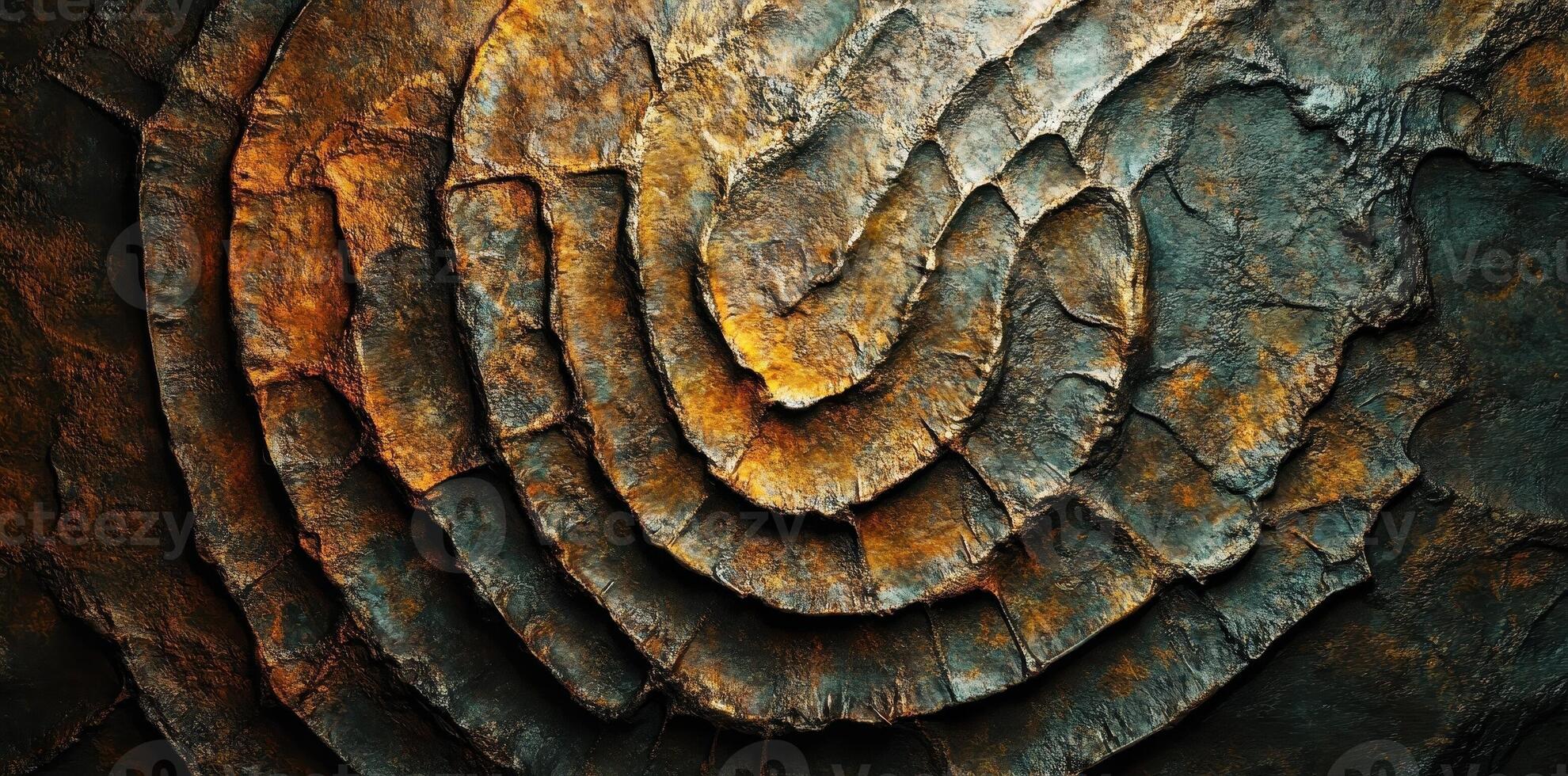 Rough textured surface forms a mesmerizing spiral pattern artwork photo