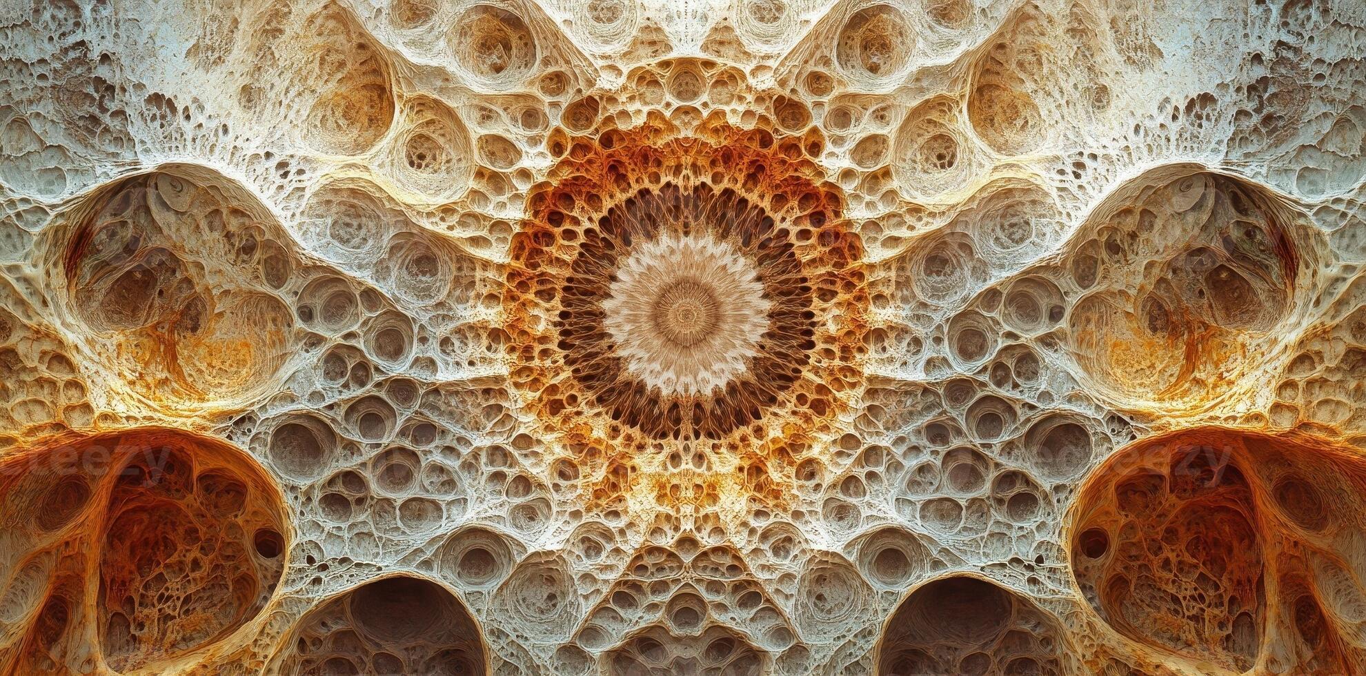 Abstract intricate cellular pattern with a central mandala design photo