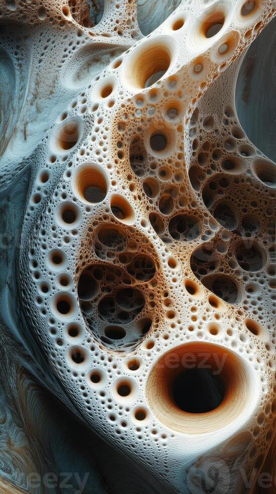 Abstract porous structure shows a complex network of holes photo