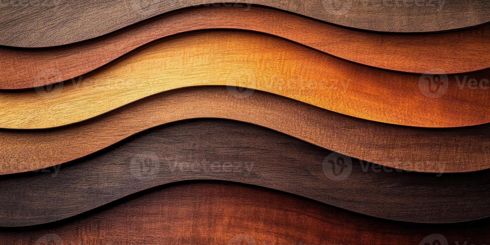 Abstract wood grain layers showcasing warm colors and wavy design photo