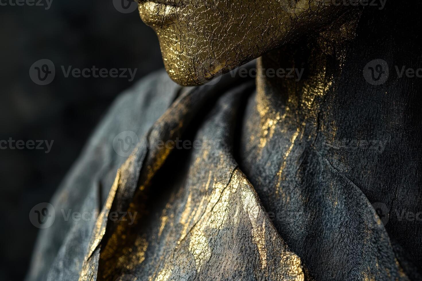 Woman with gold paint on her face and upper body photo