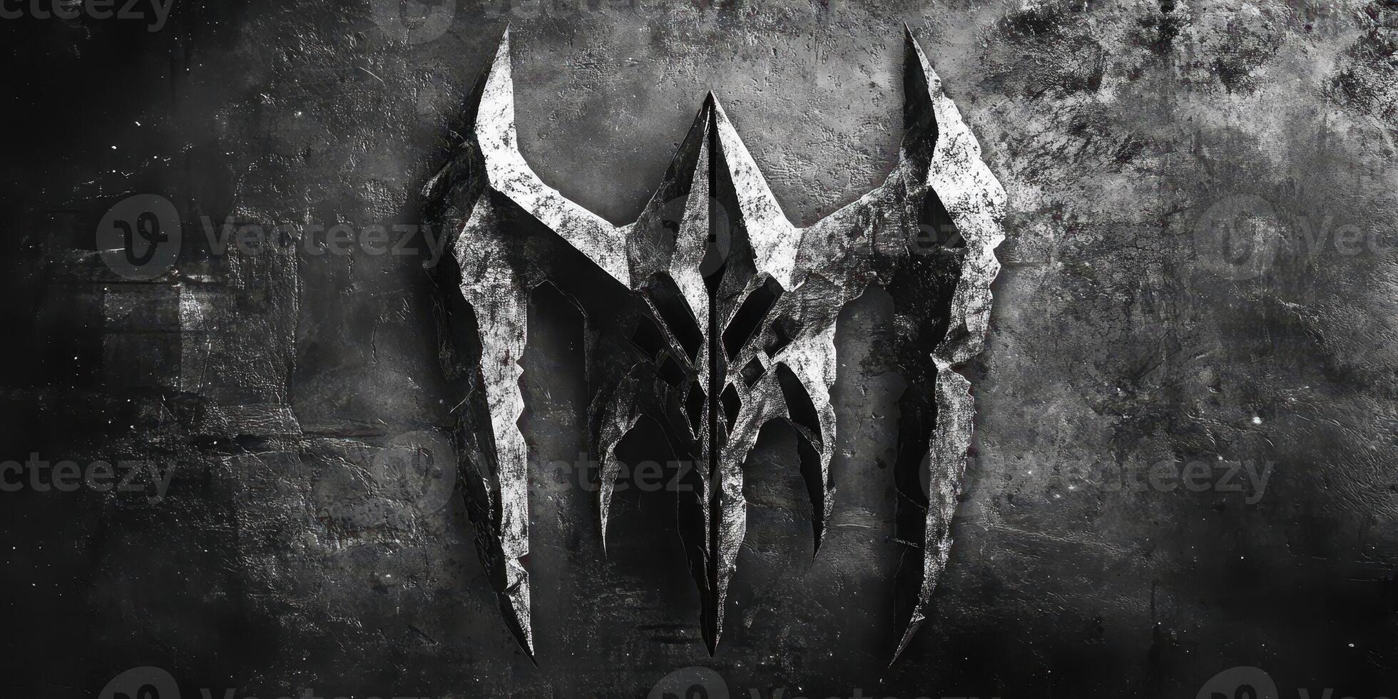 An abstract sharp and jagged crown emblem on grunge background photo