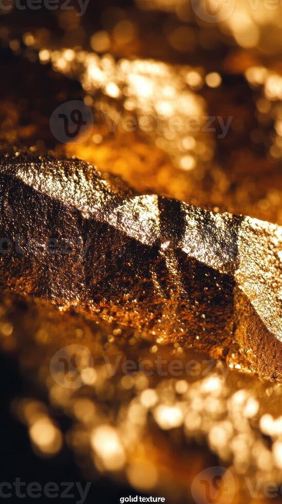 Extreme closeup of golden textured material with bokeh effect photo
