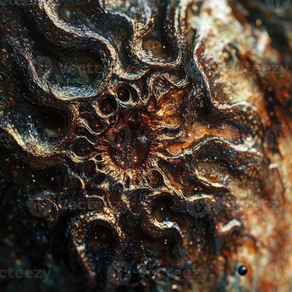Abstract textured surface with cosmic center and flowing patterns photo