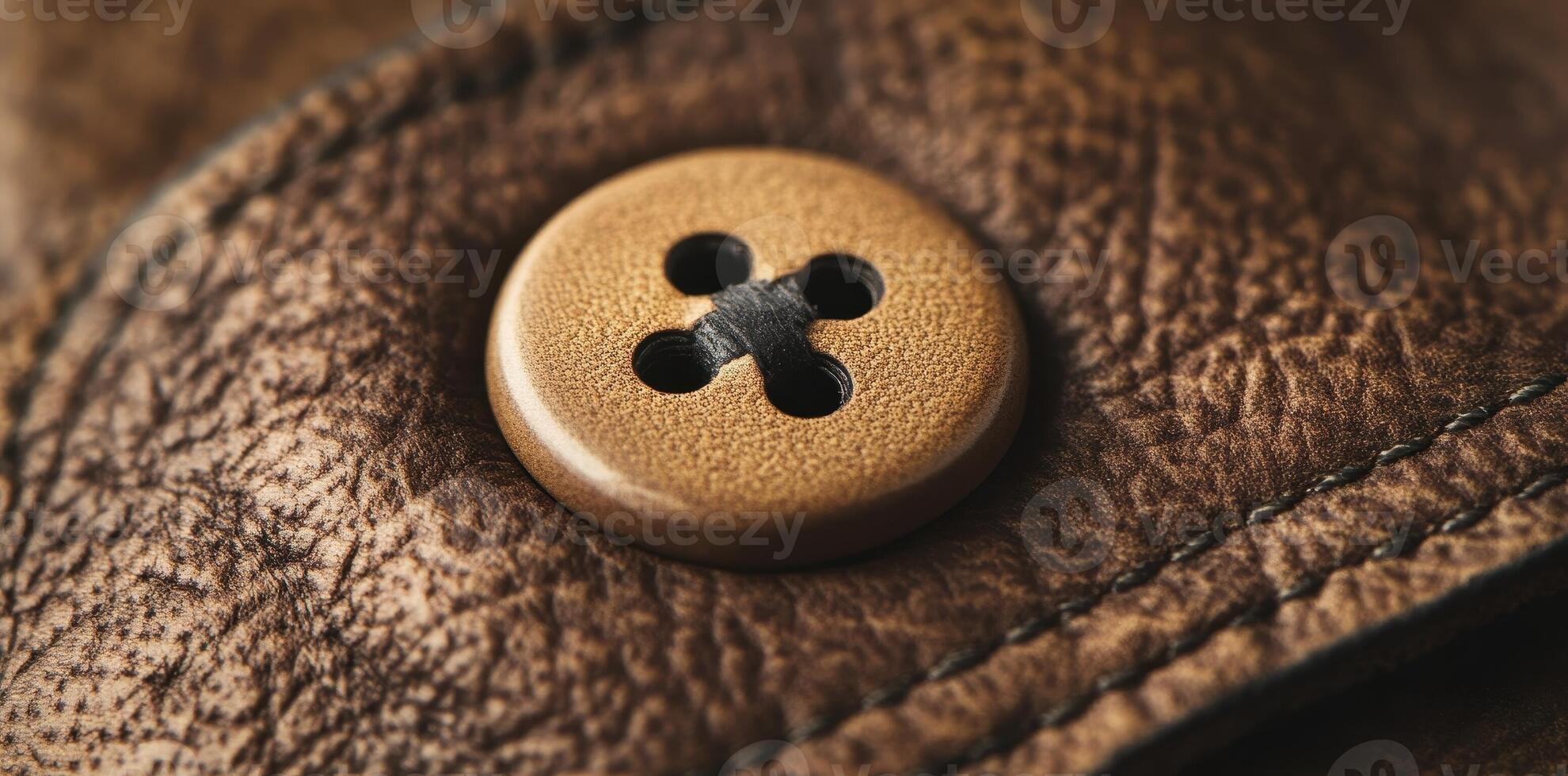 Close up photograph of a button on a leather garment photo