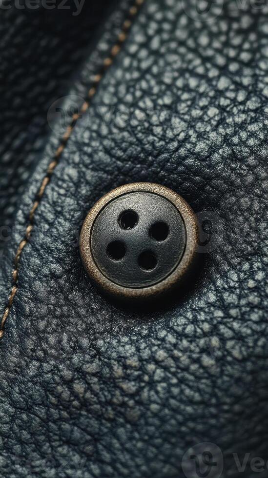 A close up of a button on a leather garment photo