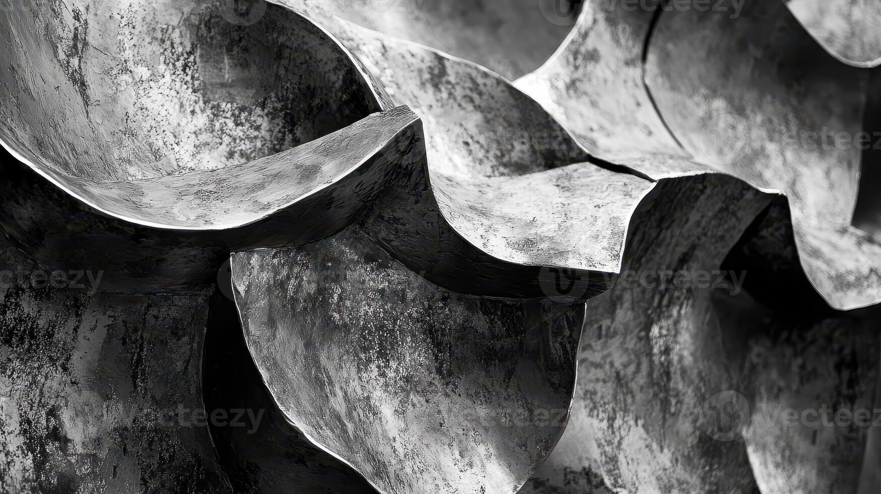 Abstract metallic sculpture showing curved shapes and textured surfaces photo