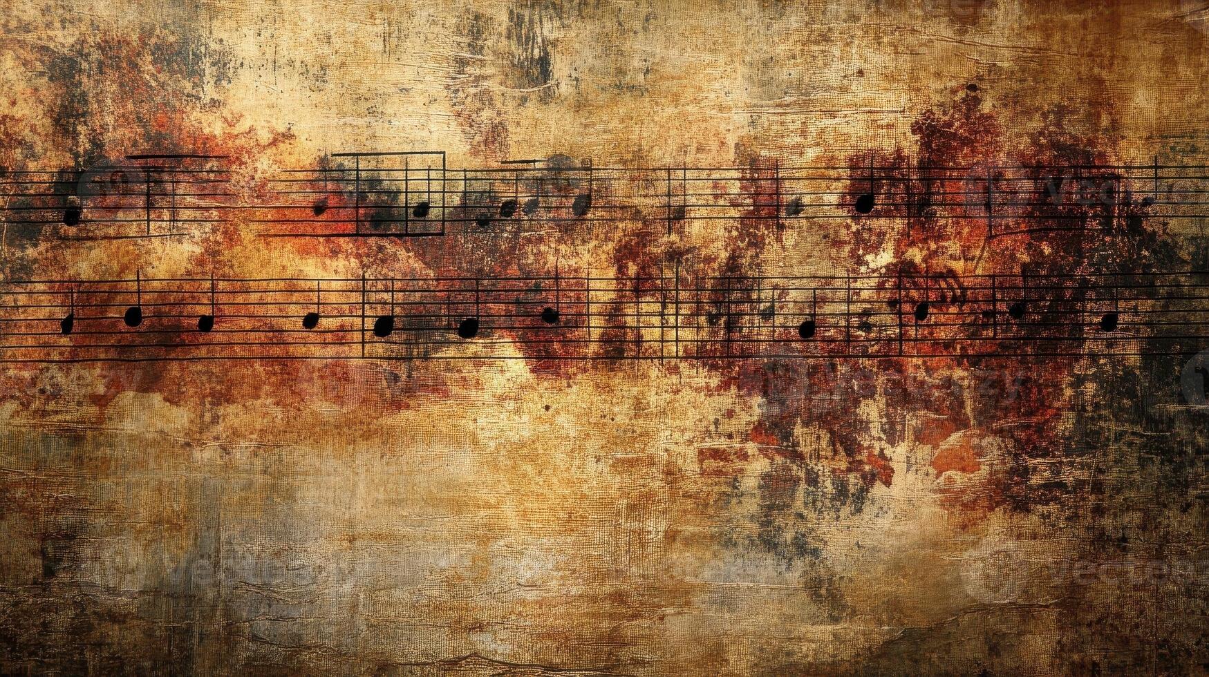 Grungy textured background featuring antique musical sheet notes displayed photo