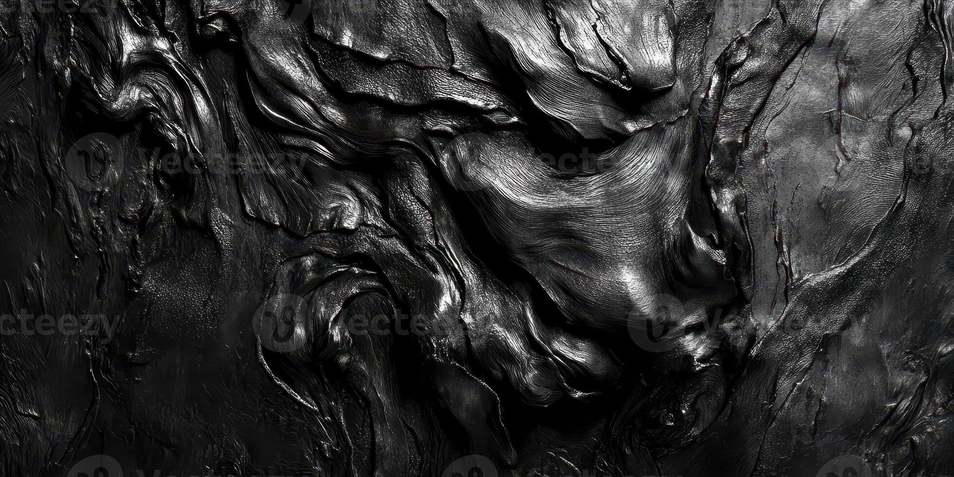 Abstract black textured surface with dramatic light and shadow photo
