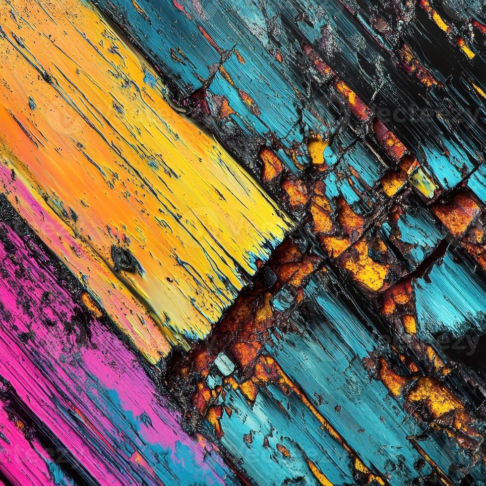 Abstract close up of colorful woodgrain pattern in a diagonal direction photo