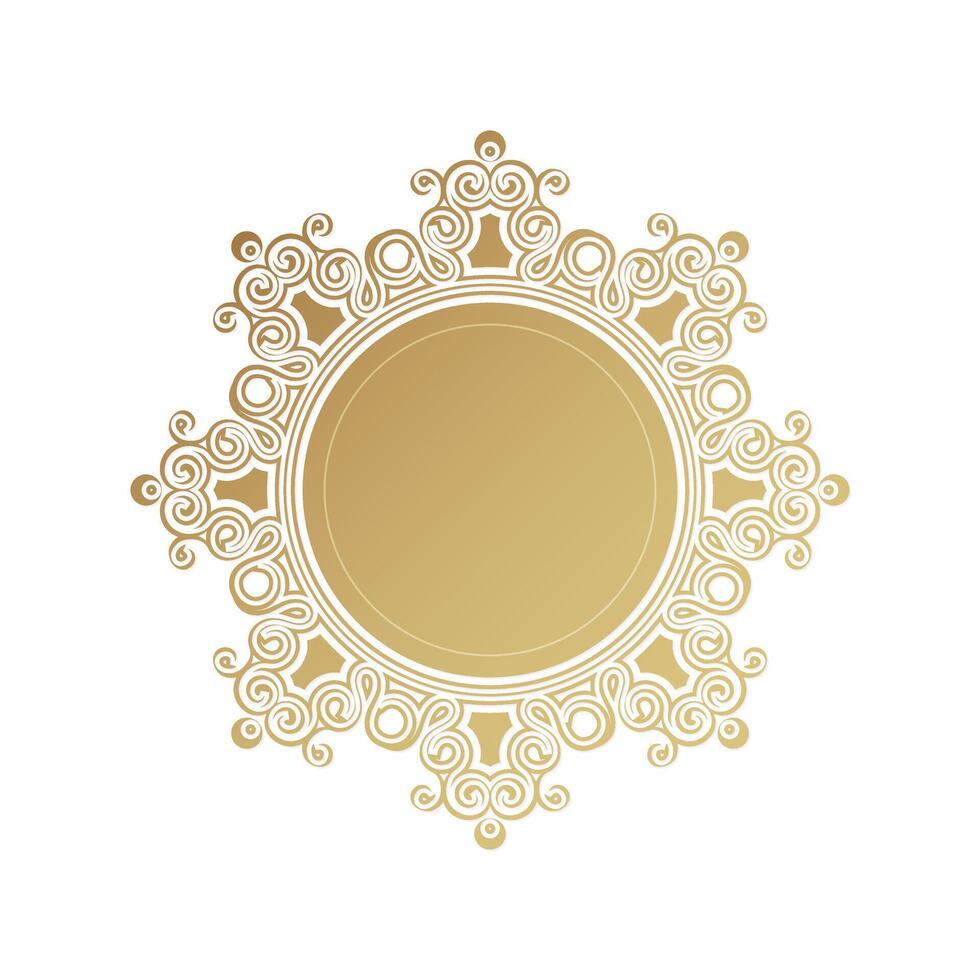 White Gold round floral frame design vector