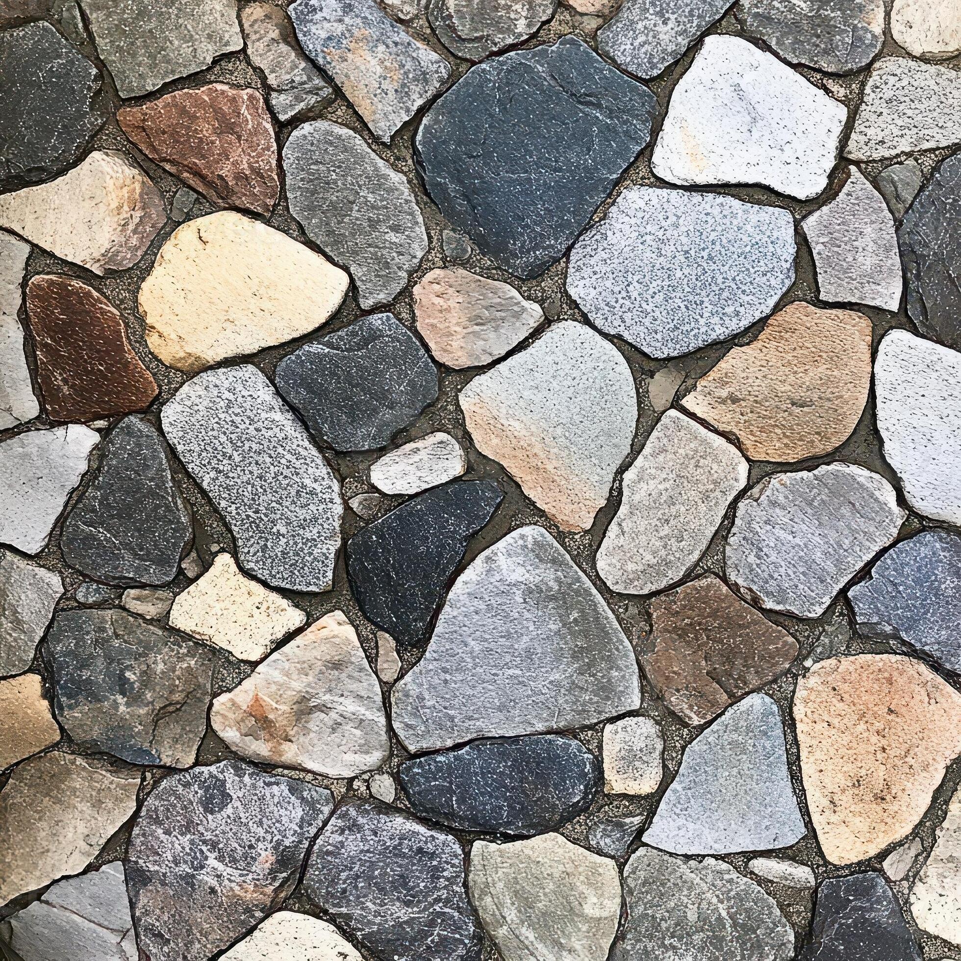 A colorful stone wall built with many irregular shaped rocks 55977163 ...