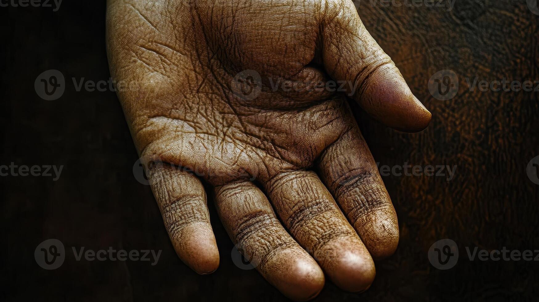Close up of an aged hand with visible skin wrinkles photo