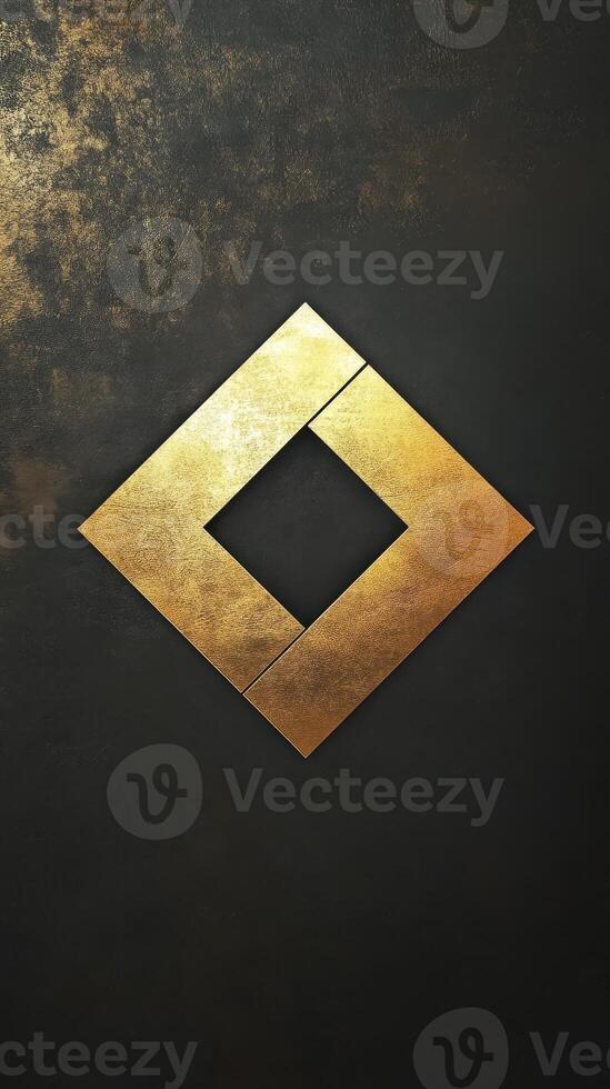 Golden diamond shape created with four bars on dark background photo
