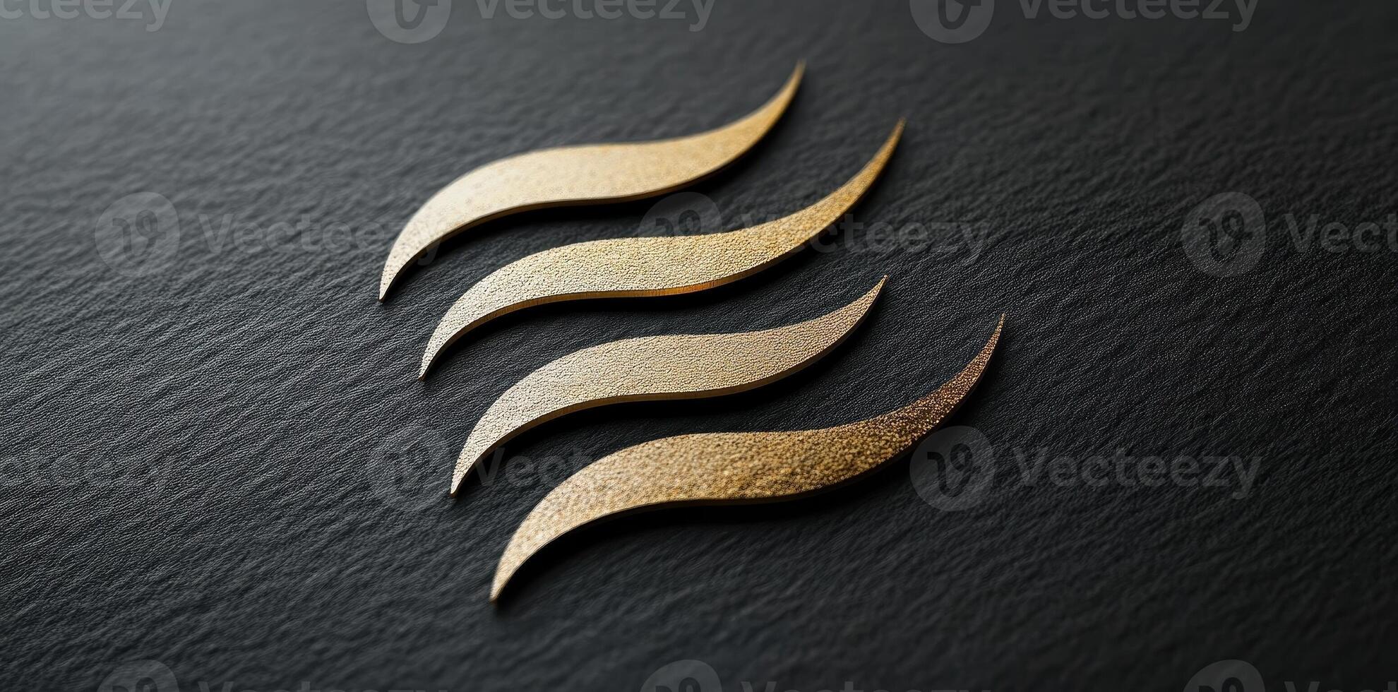 Four textured golden curves arranged gracefully on a dark background photo