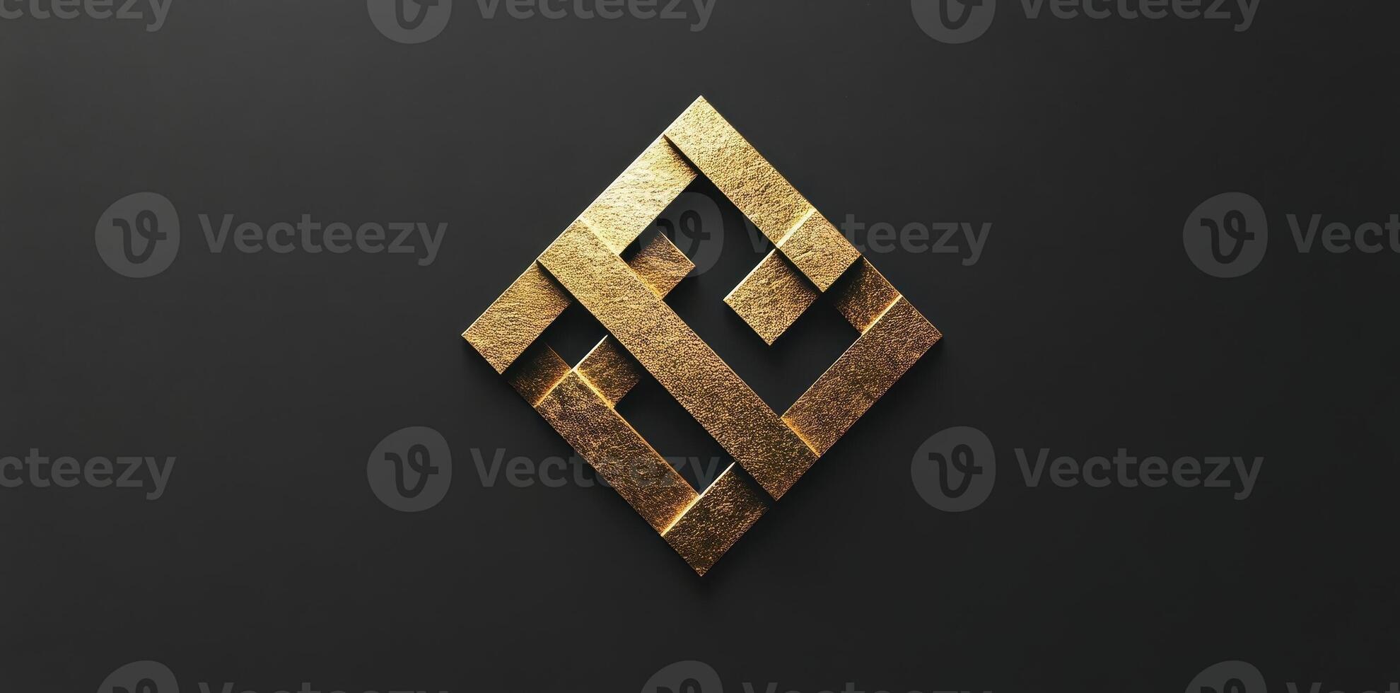 Golden interwoven square structure on a dark gray background photo
