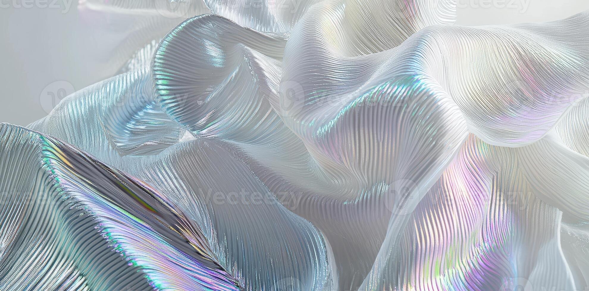 Iridescent textured fabric drapes and folds in a soft light photo