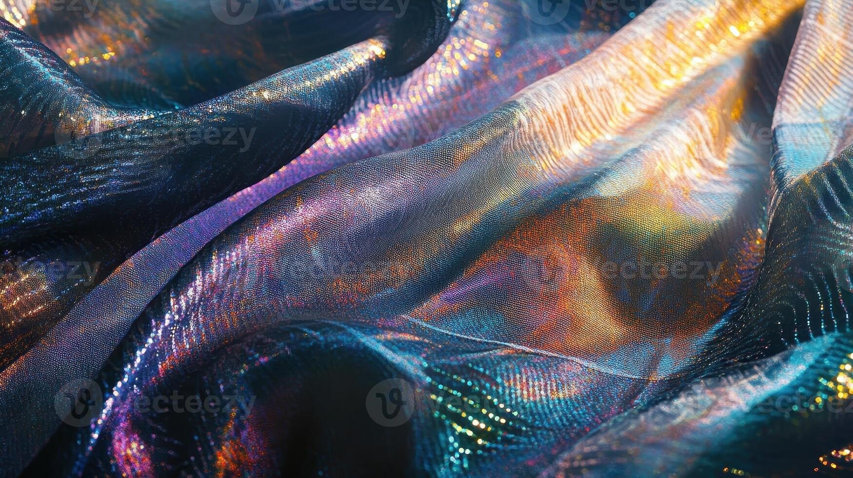Iridescent fabric shimmers with a stunning array of colors photo