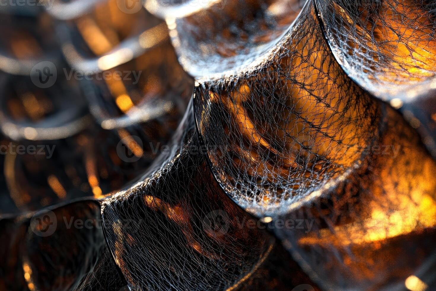Detailed macro photograph showing an arrangement of fish scales photo