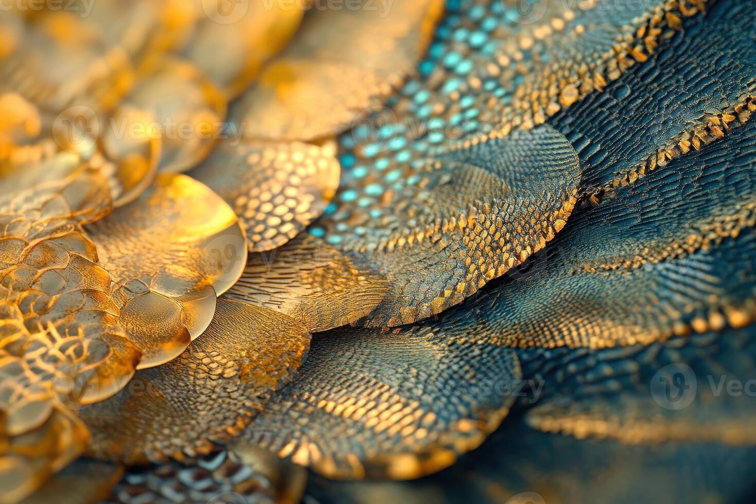 Abstract close up of scales with textures and color gradients photo