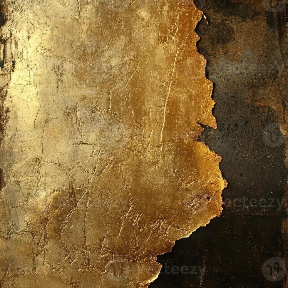 Textured gold leaf overlay on a darkened weathered surface photo