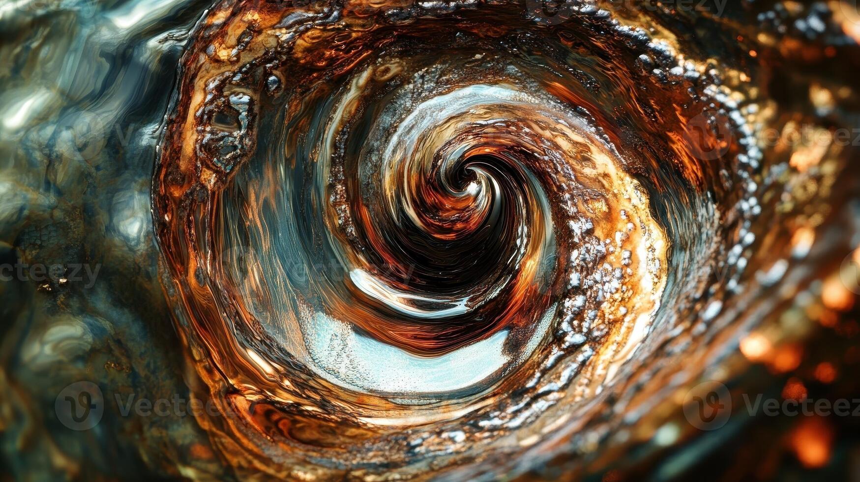 Abstract swirling vortex of colors and textures in circular pattern photo