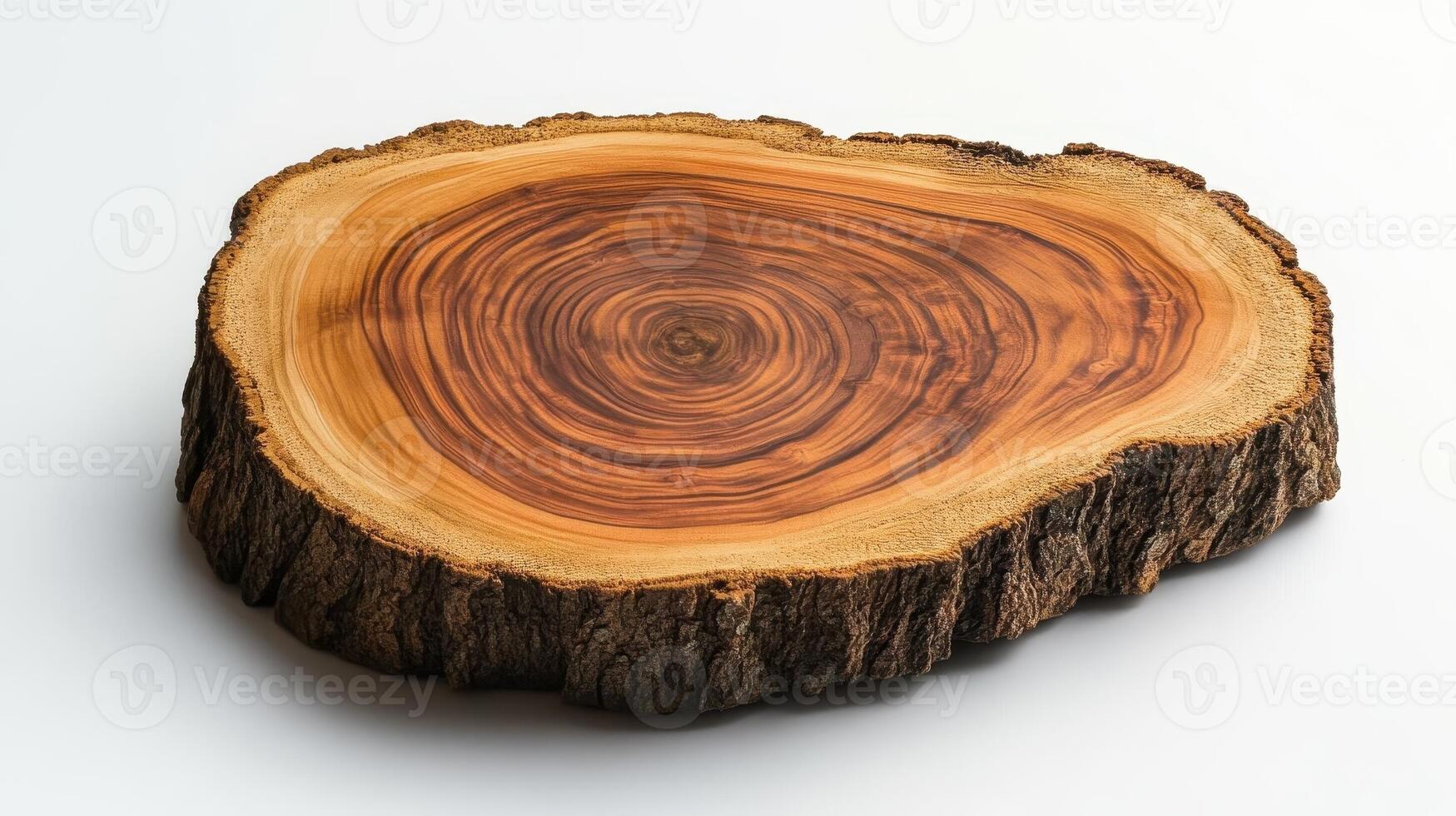 Cut tree trunk section displays concentric growth rings pattern photo