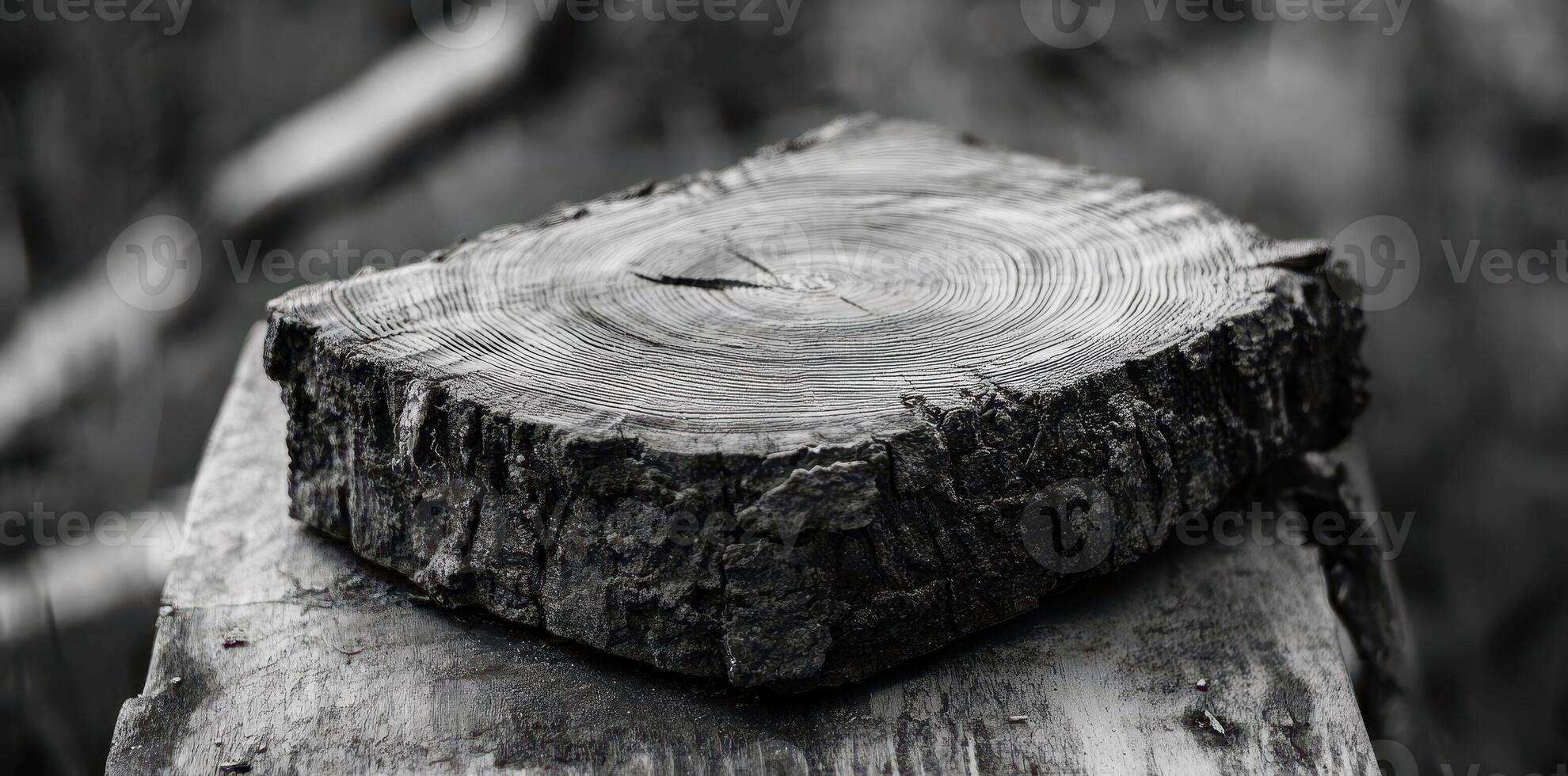 Close up of a tree stump with visible growth rings photo
