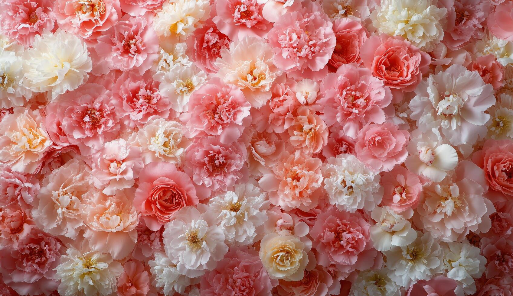 Colorful arrangement of soft pink flowers in a vibrant display photo