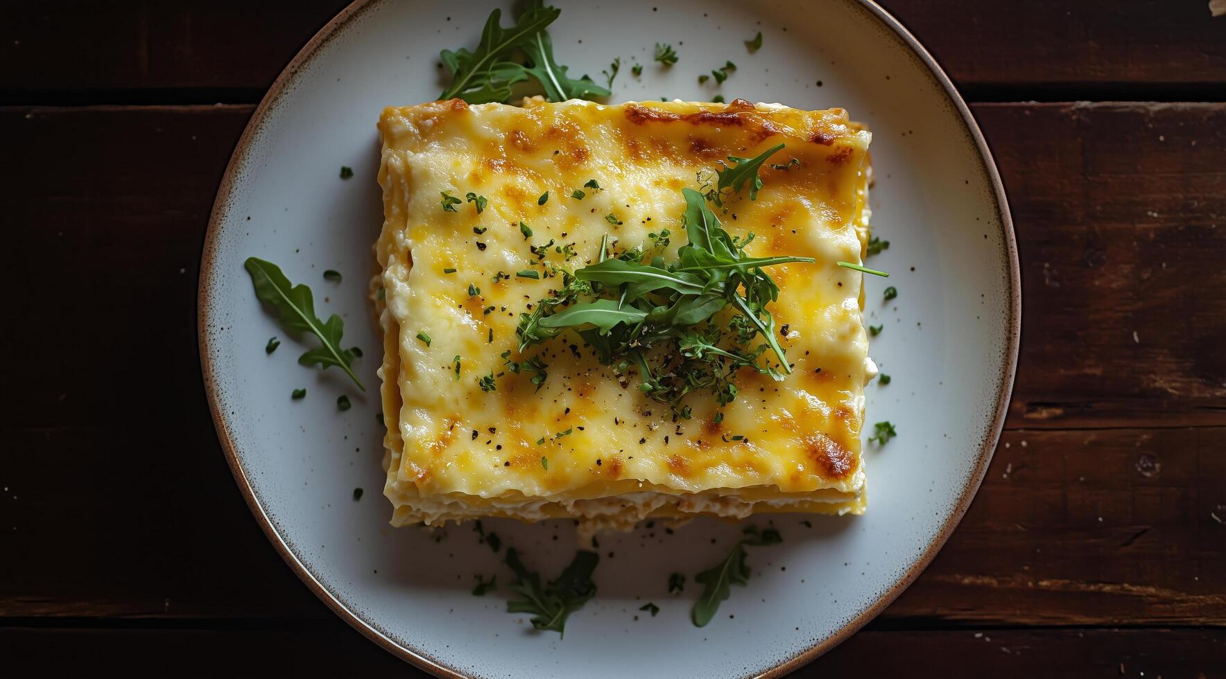A square of lasagna on a plate photo