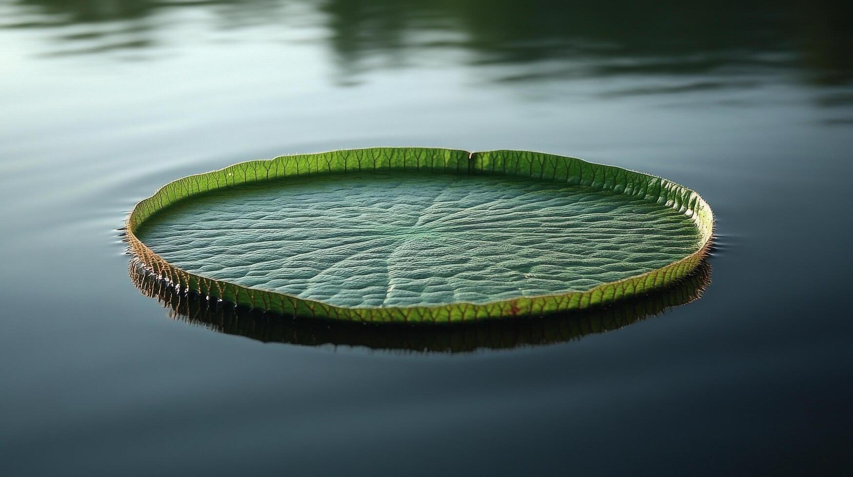 A large green leaf floating on top of a lake photo