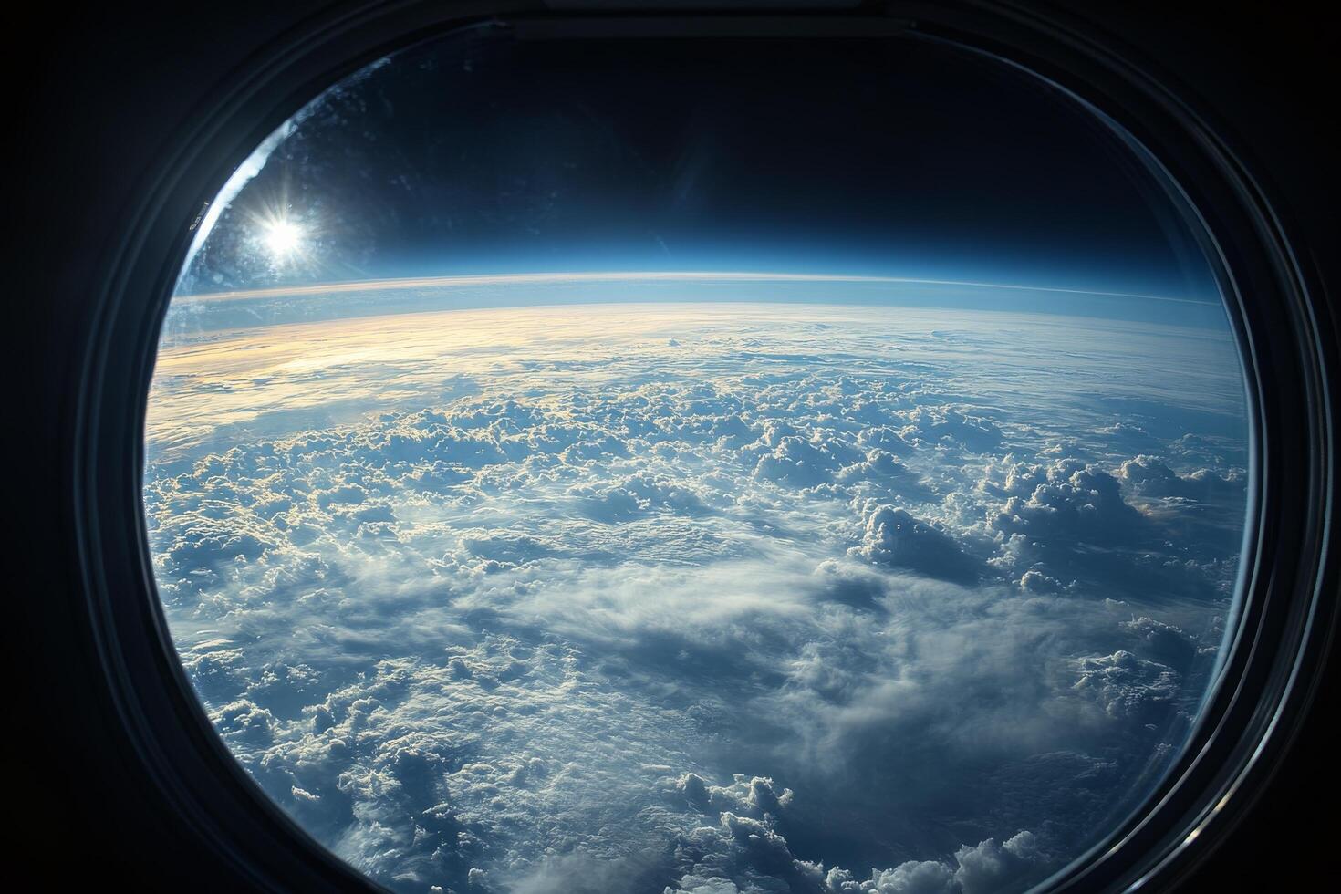 A view of the earth from an airplane window photo