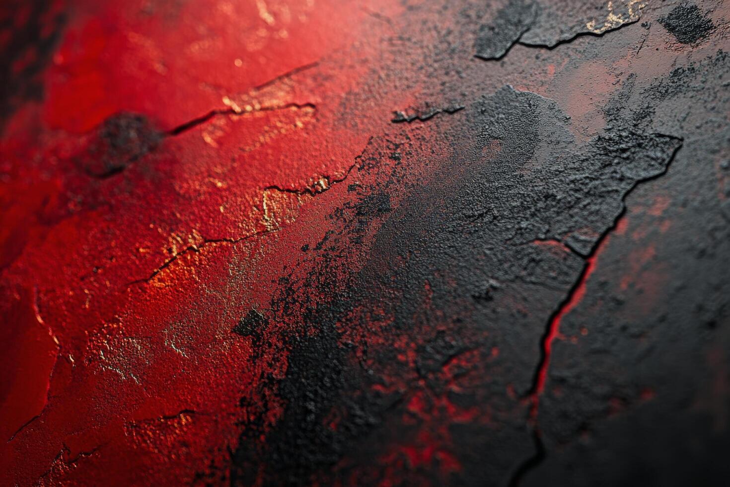A red and black painted wall with a black background photo