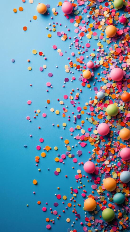 Colorful confetti falling from the sky photo