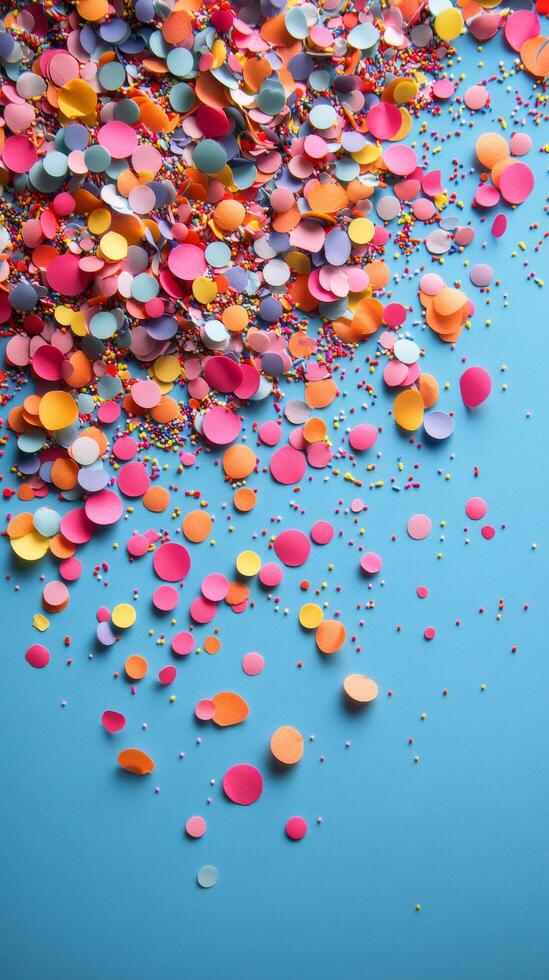Colorful confetti falling from the sky photo