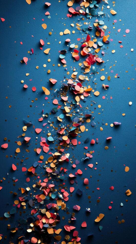 Confetti falling from the sky on a dark background photo