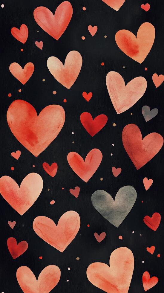 Colorful hearts pattern on a dark background for modern design and decoration photo