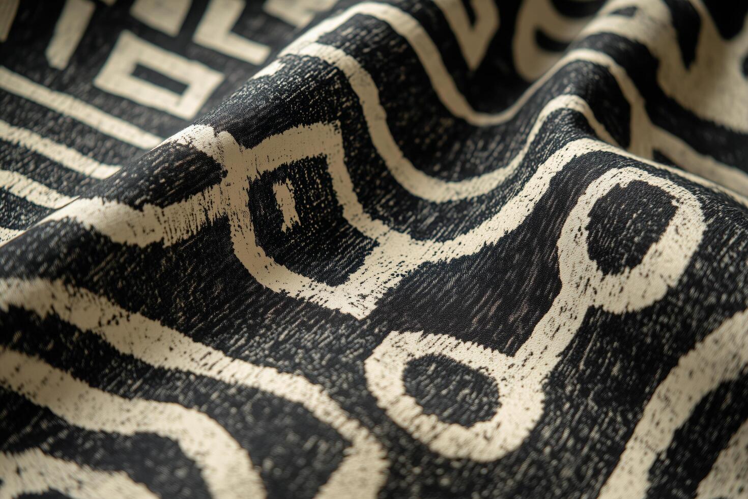 Intricate fabric showcasing traditional patterns with a modern twist in close-up view photo