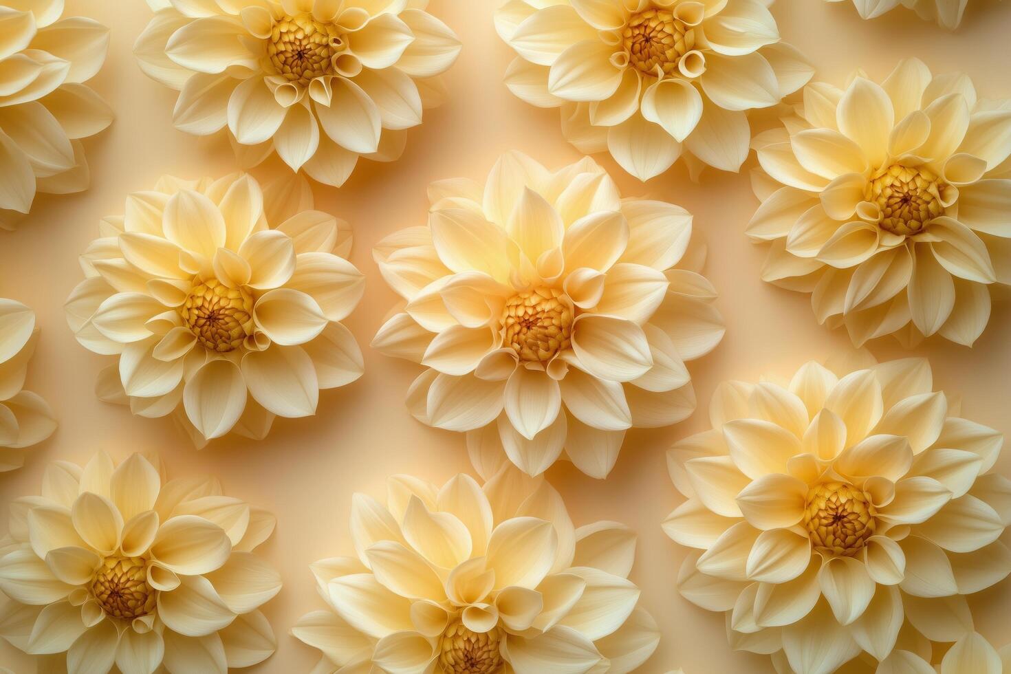 Beautiful cream flowers arranged in a delicate pattern on a soft background photo
