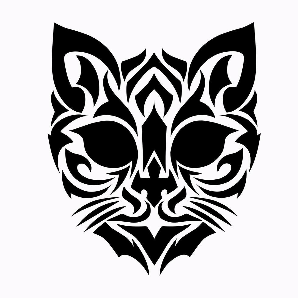 abstract design tribal art cat face Sketch vector
