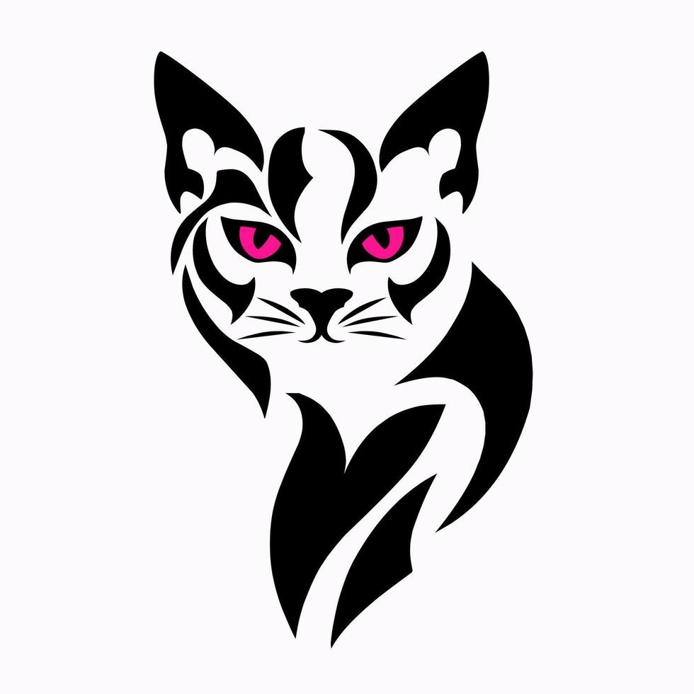 Design sketch face cat tribal art vector