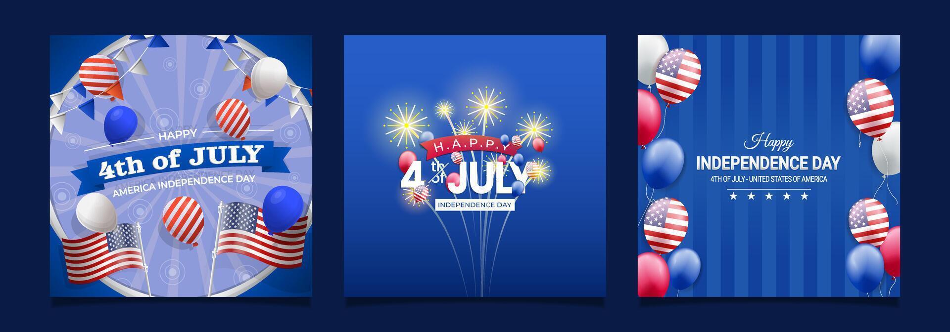 Set independence day of America 4th of july concepts illustration. vector