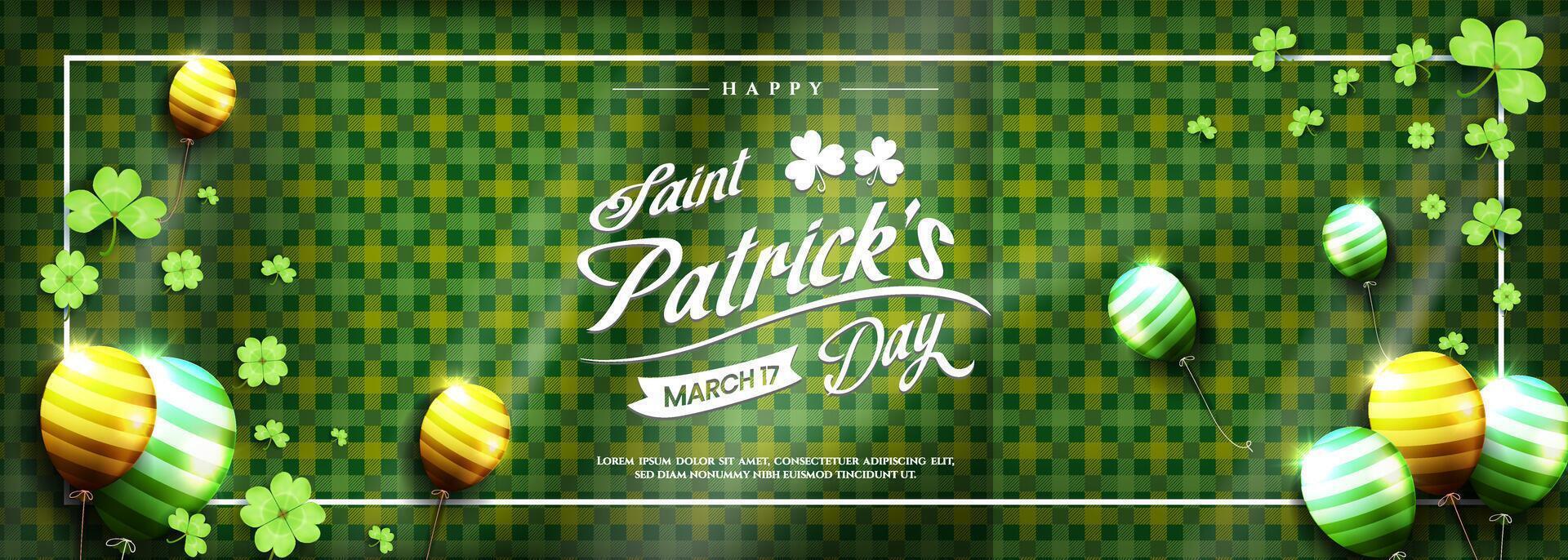 Happy Saint Patricks Day with balloons and realistic clover suitable for banner vector