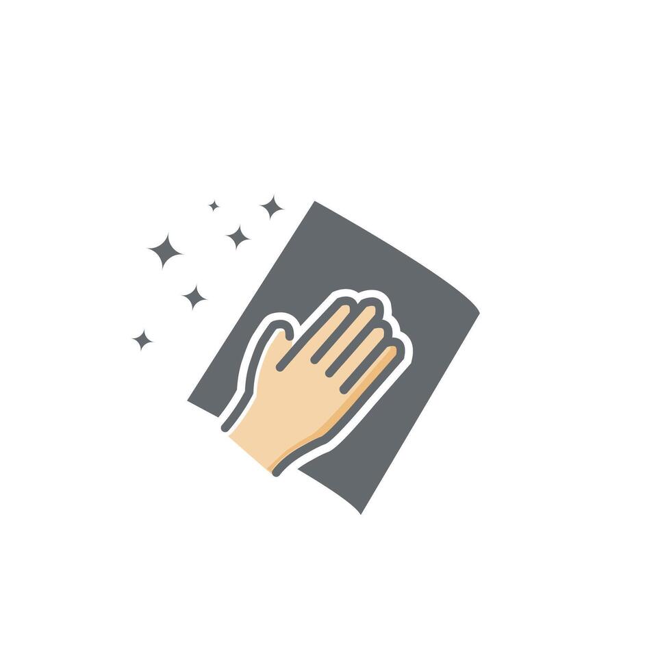 Design illustration of cleaning hands or glass with a cloth. vector