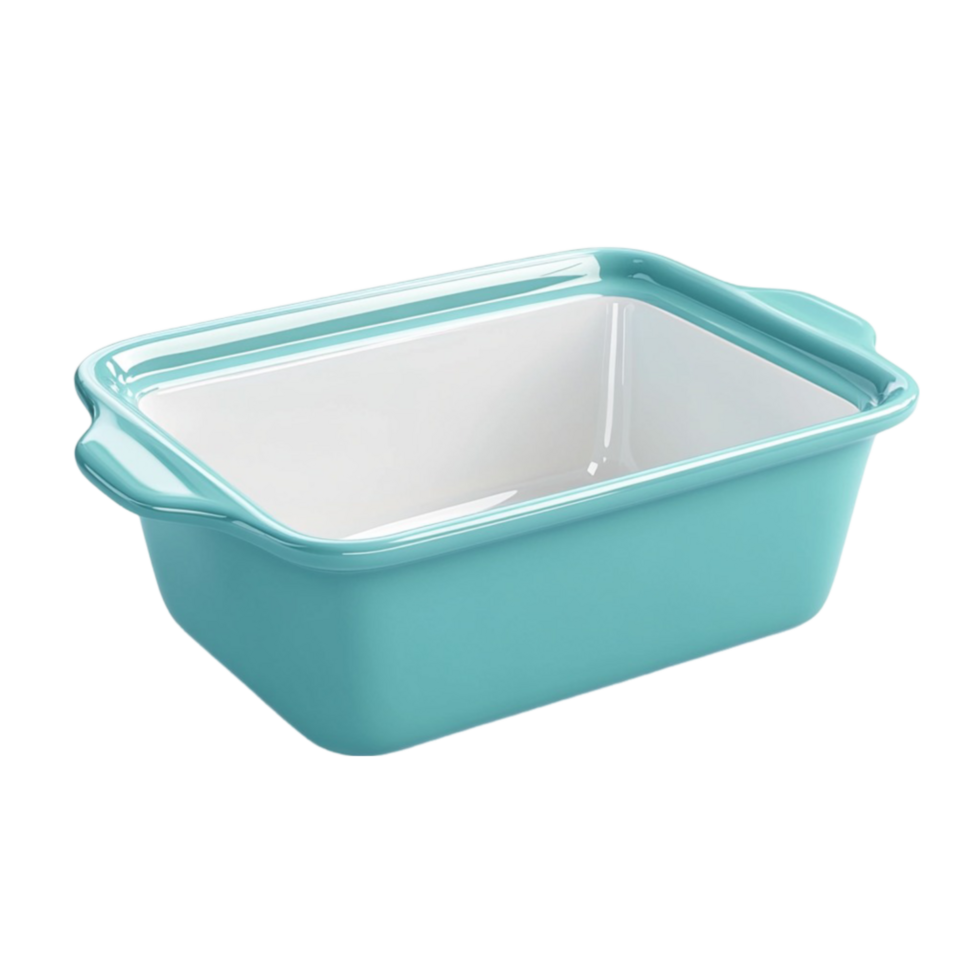 Rectangular Blue Baking Dish with Two Sturdy Handles on Each Side png