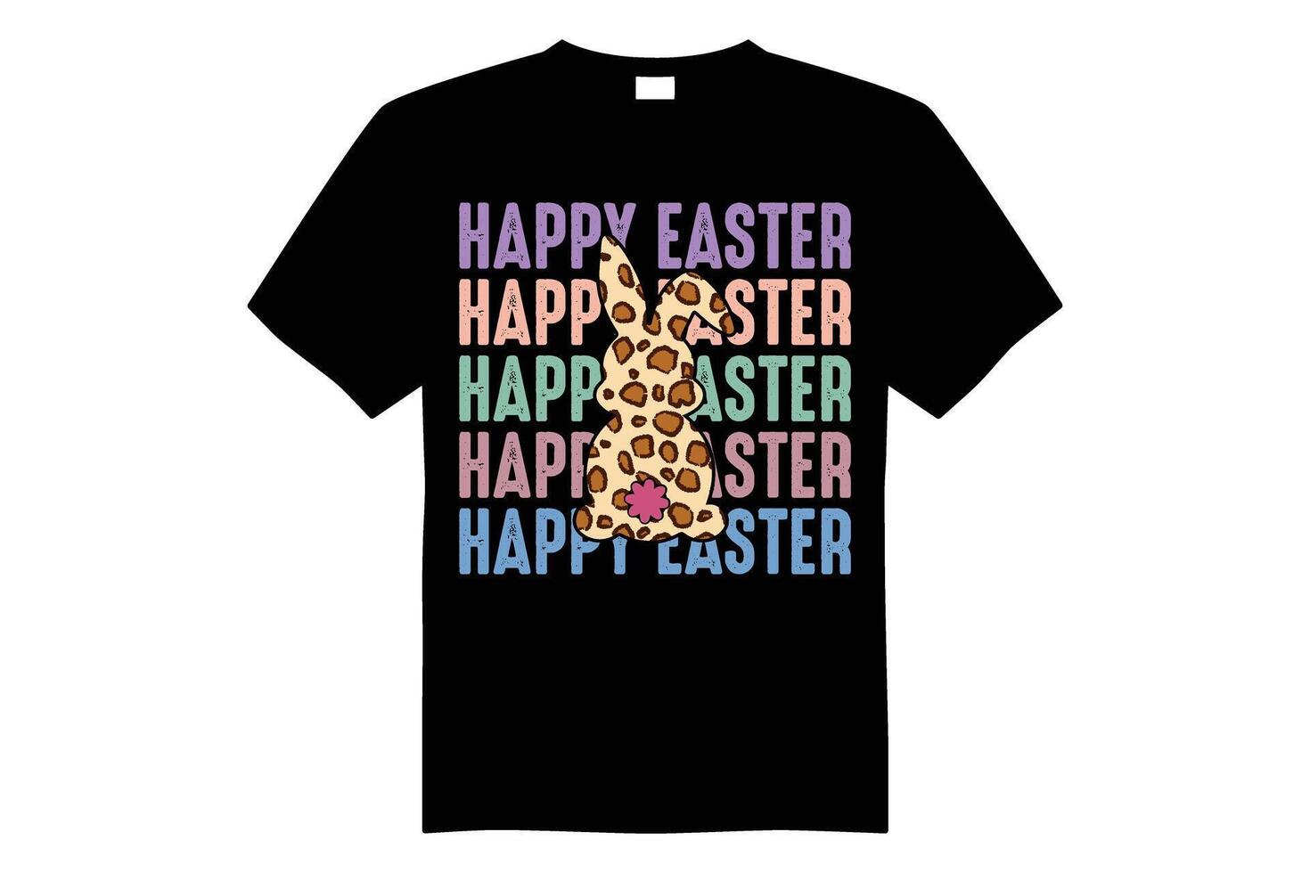 Happy Easter T-shirt Design Featuring a Cute Leopard Print Bunny vector