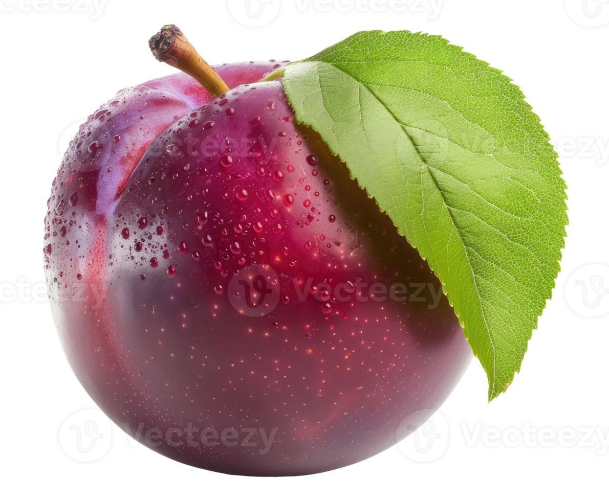Red Plum with Leaf png